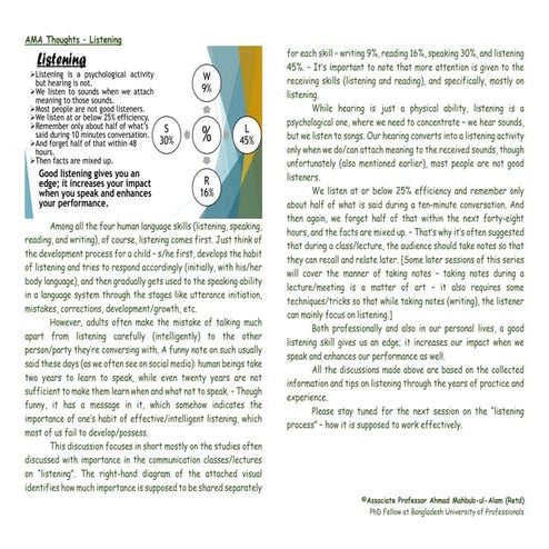 Introductory Discussions on Listening Communication/Skill