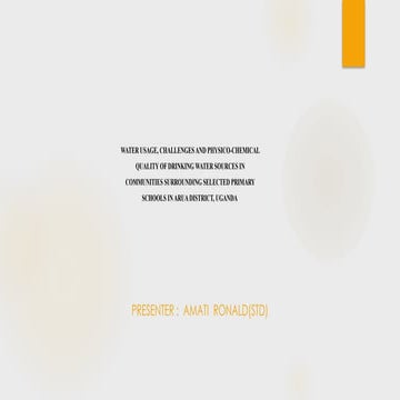 Research Thesis presentation about physico chemical parameters of drinking water sources