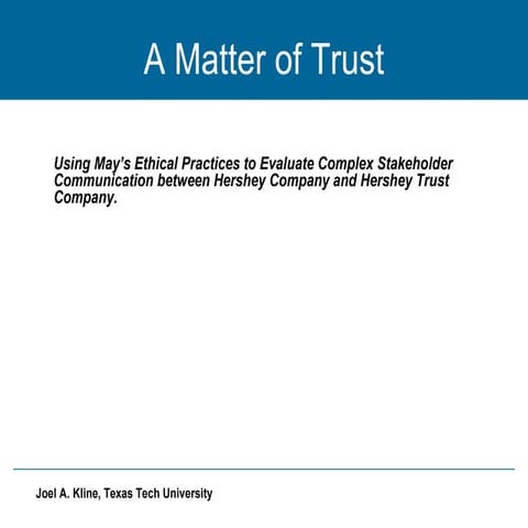 A matter of trust