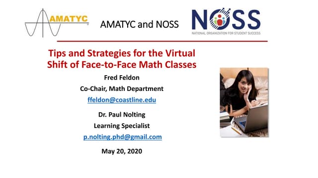 Tips and Strategies for the Virtual Shift of Face-to-Face Math Classes