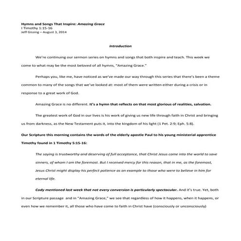 Hymns and Songs that Inspire: Amazing Grace