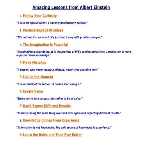 Amazing lessons from albert einstein