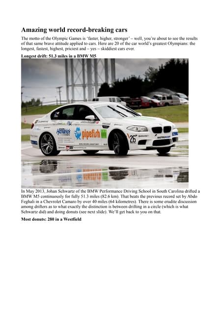 Amazing world record breaking cars