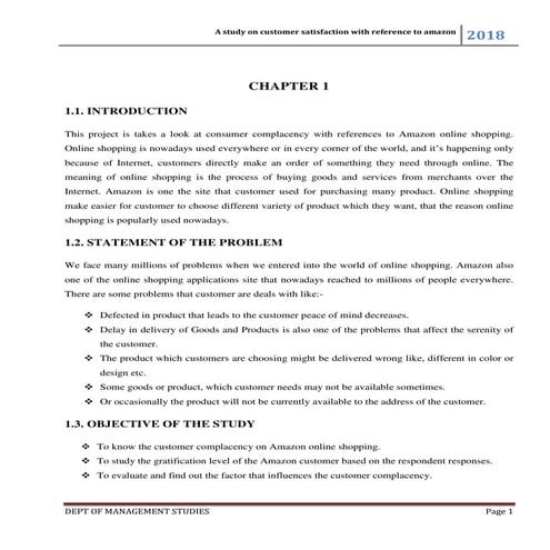 CONSUMER SATISFICTION ON AMAZON ONLINE SHOPPING