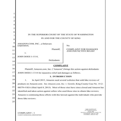 Amazon Fake Reviews Lawsuit Against Fiverr Sellers