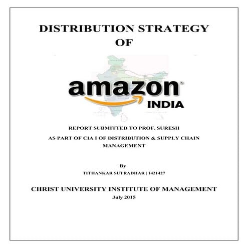 Amazon india   distribution strategy