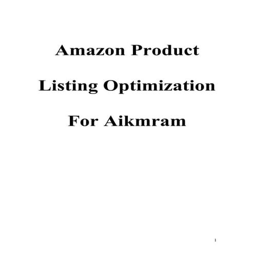 Amazon Product Listing SEO Optimization Report | PDF