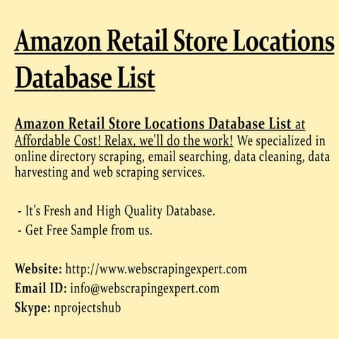 Amazon Retail Store Locations Database List