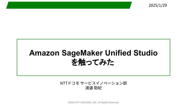 Amazon SageMaker Unified Studioを触ってみた (20250129) | PDF