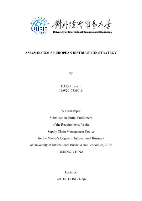 AMAZON.COM’S EUROPEAN DISTRIBUTION STRATEGY