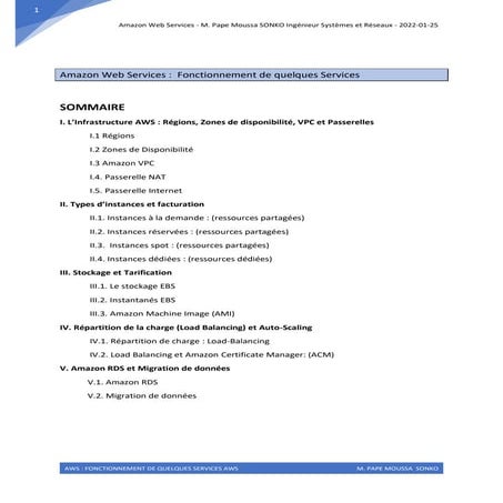 Amazon web services   fonctionnement de quelques services