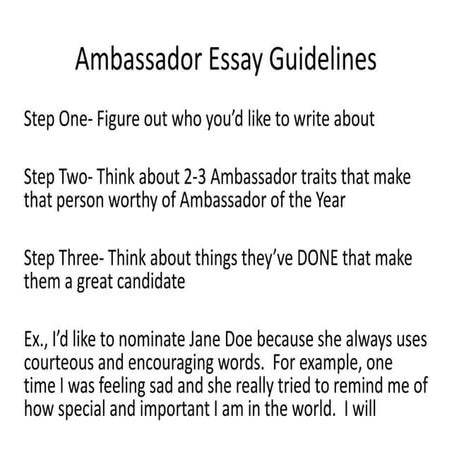 Ambassador Essay Guidelines | PDF