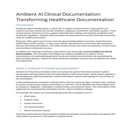 Ambient AI Clinical Documentation: Revolutionizing Healthcare ...
