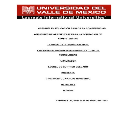 Ambiente de aprendizaje mediante el uso de tecnologias