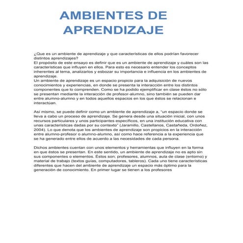 Ambientes de aprendizaje
