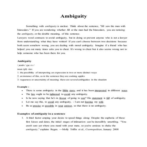 Ambiguity In A Language Doc
