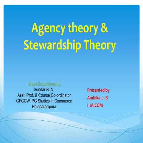 Agency theory & Stewardship Theory of Corporate Governance
