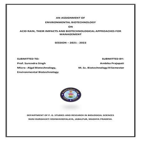 ACID RAIN, THEIR IMPACTS AND BIOTECHNOLOGICAL APPROACHES FOR MANAGEMENT
