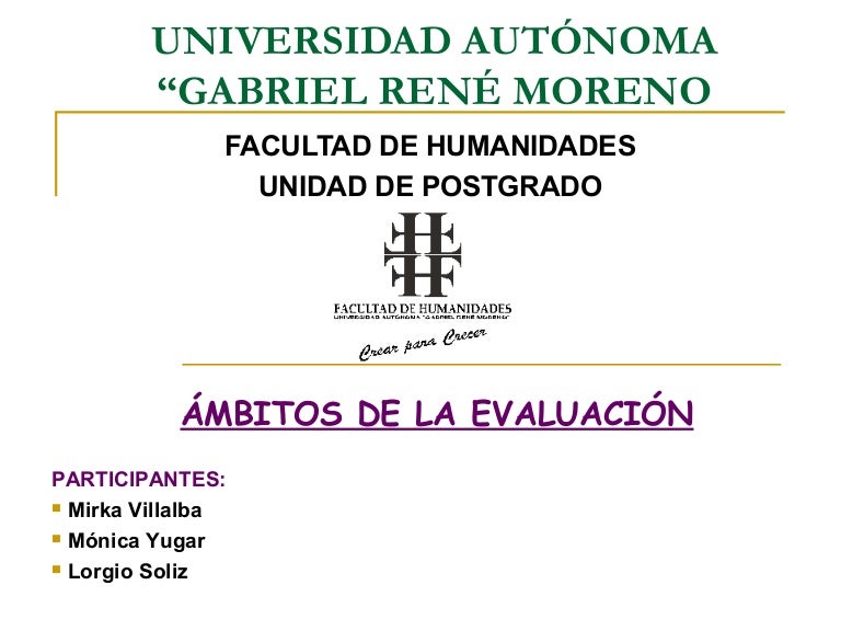 Ambitos de la Evaluación.