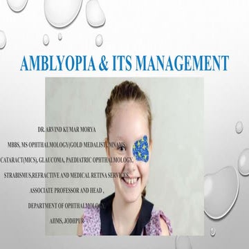 Amblyopia and it's Management