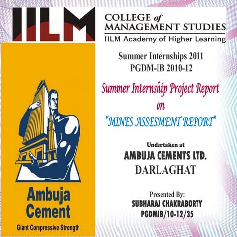 Ambuja Cements Ltd. Internship Project Presentation