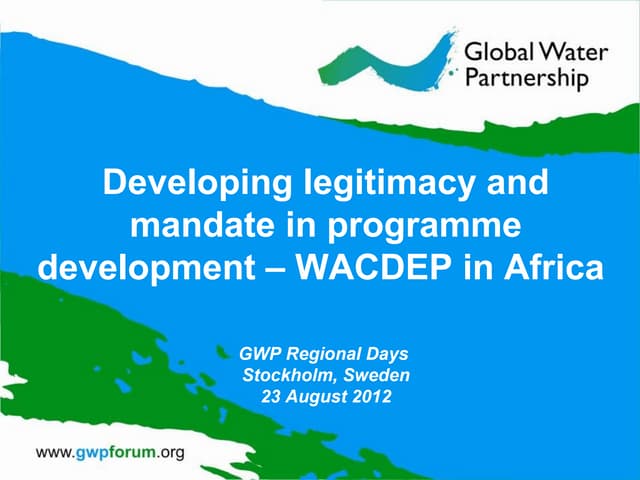 Developing legitimacy and mandate in programme development – WACDEP in Africa 