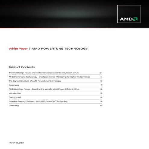 AMD PowerTune & ZeroCore Power Technologies