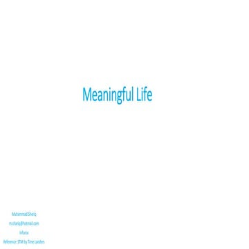 A meaningful life by muhammad shariq