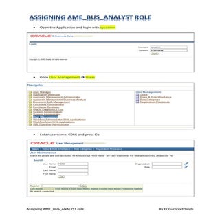 Assigning role AME_BUS_ANALYST