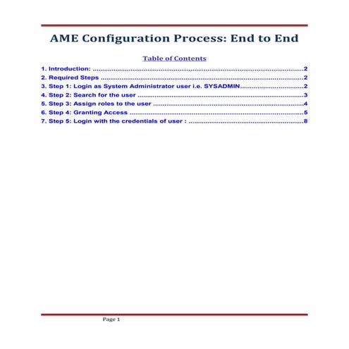 Ame configuration process end to end