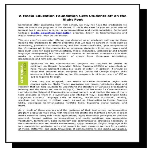 A media education foundation gets students off on the right foot PDF