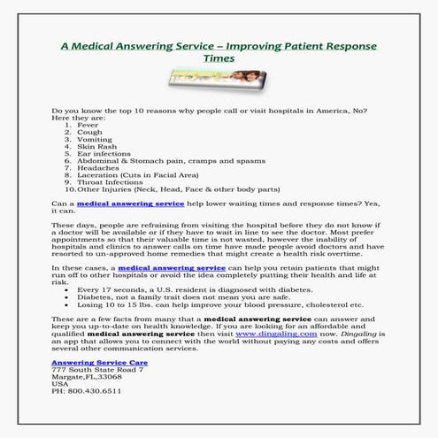 MEDICAL ANSWERING SERVICE | PDF