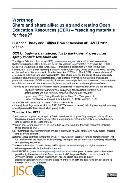 Amee2011 3 p_workshop_hardy_brown_handout