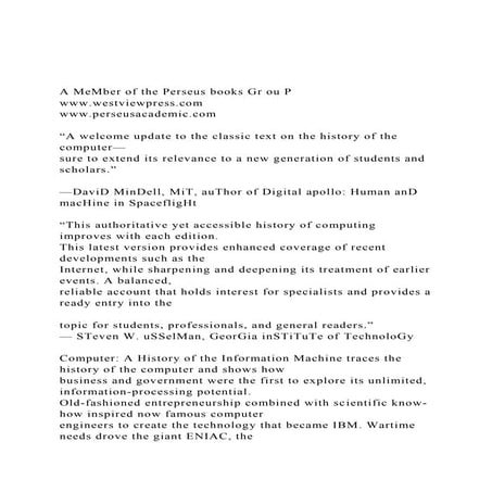 Computer A History Of The Information Machine 3rd Edition Martin ...