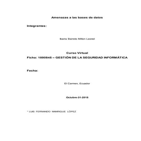 Amenaza a las bases de datos