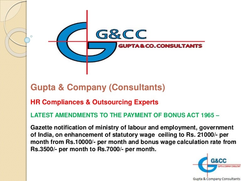 Payment Of Bonus Payment Of Bonus