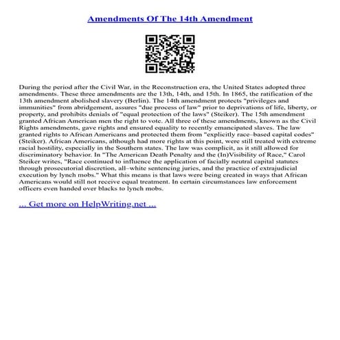 Amendments Of The 14Th Amendment | PDF