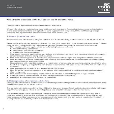 Amendments to the Civil Code of the Russian Federation