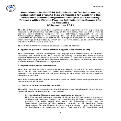 Amendment to the 2010 Administrative Decision