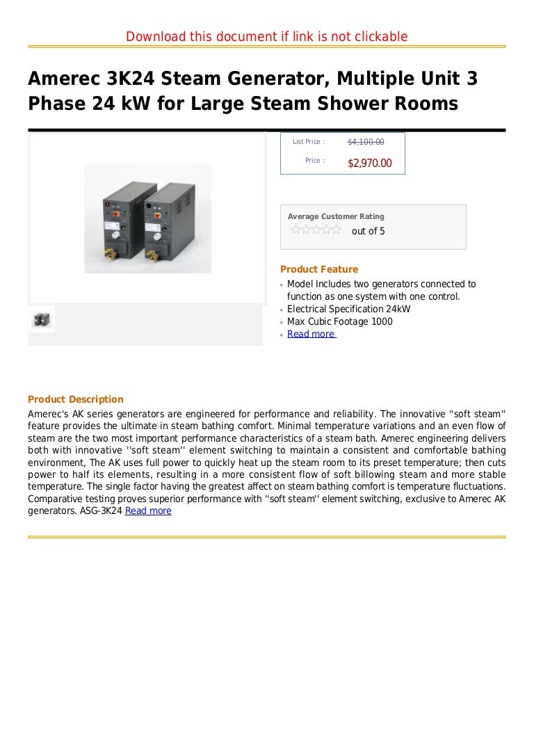 Amerec 3 k24 steam generator, multiple unit 3 phase 24 kw for large s…