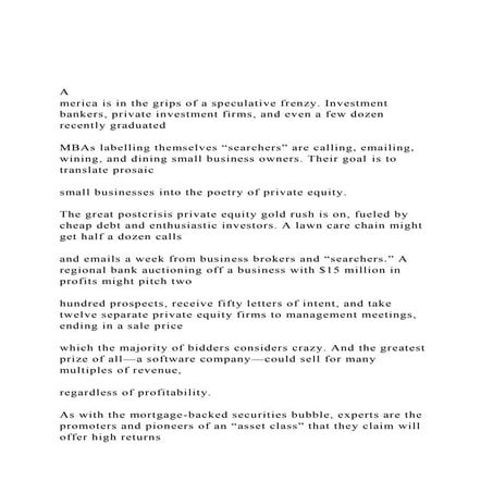 America is in the grips of a speculative frenzy. Investment .docx