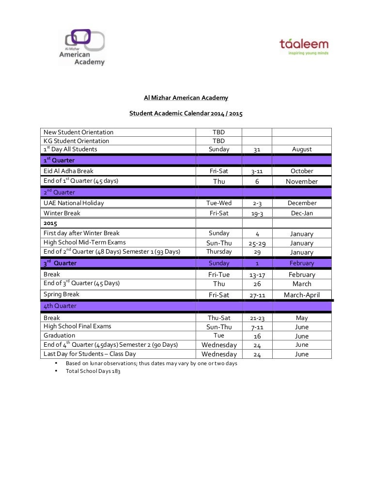 2014 and 2015 school calendar printable