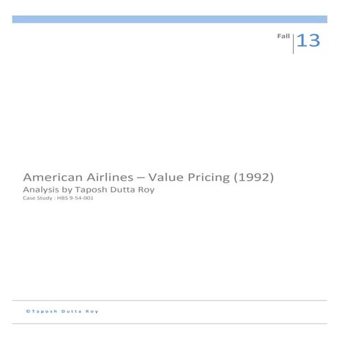 American airlines - Value Pricing 1992
