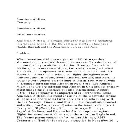 American AirlinesCompanyAmerican AirlinesBrief Introduct.docx