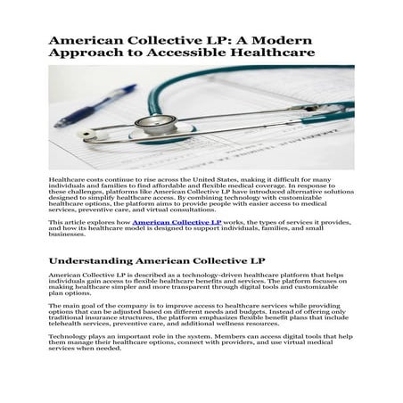 American Collective LP A Flexible Approach to Modern Healthcare | PDF