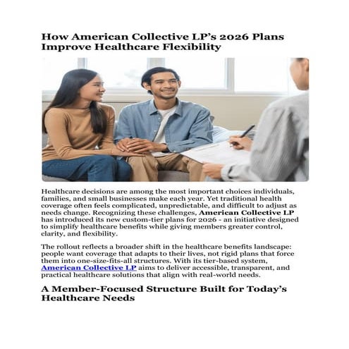 American Collective LP Launches Smarter Custom-Tier Coverage for 2026 | PDF