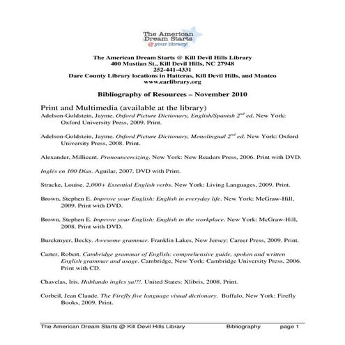 American dream bibliography