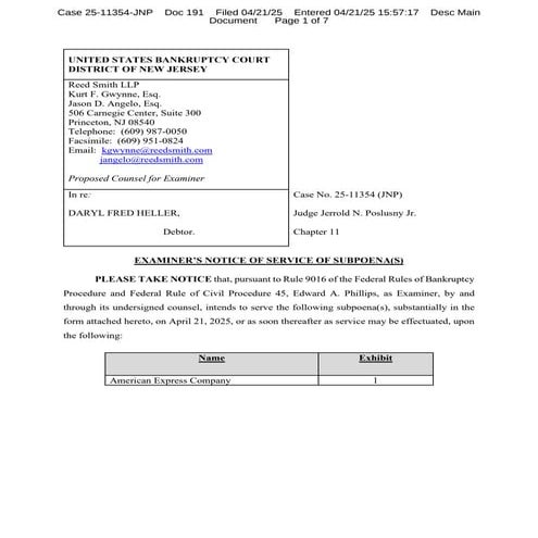 Daryl Heller 4-21-25 American Express Bank Subpoena.PDF