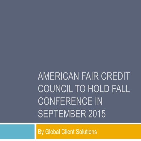 American Fair Credit Council to Hold Fall Conference in September 2015