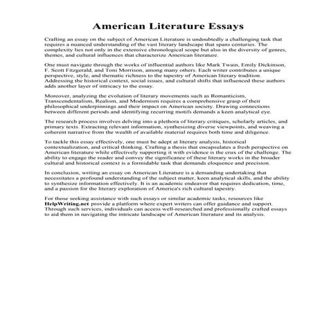American Literature Essays. American Dream Essay  Essay words, Teaching ameri...